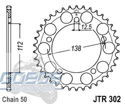 Kettenrad,Alu, 302 / 1871, 530T