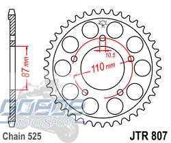 Kettenrad,Alu, 807, 525T