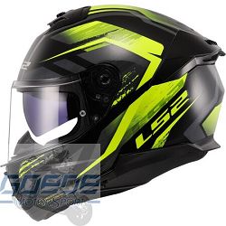 LS2 Helm, FF808 Stream 2, KPA, Fury Gloss Black H-V Yellow